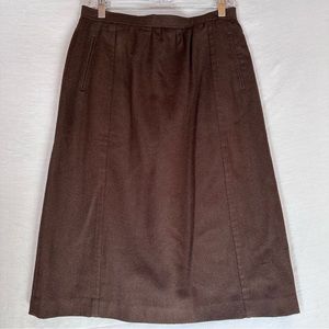 Vintage Diane von Furstenburg Brown Wool Skirt 14